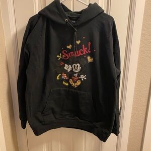 Maker One Disney Hoodie Sweatshirt L Black Ladies Large Mickey Minnie Mouse Lg